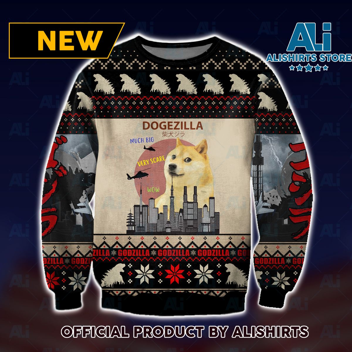 Dogezilla Ugly Christmas Sweater