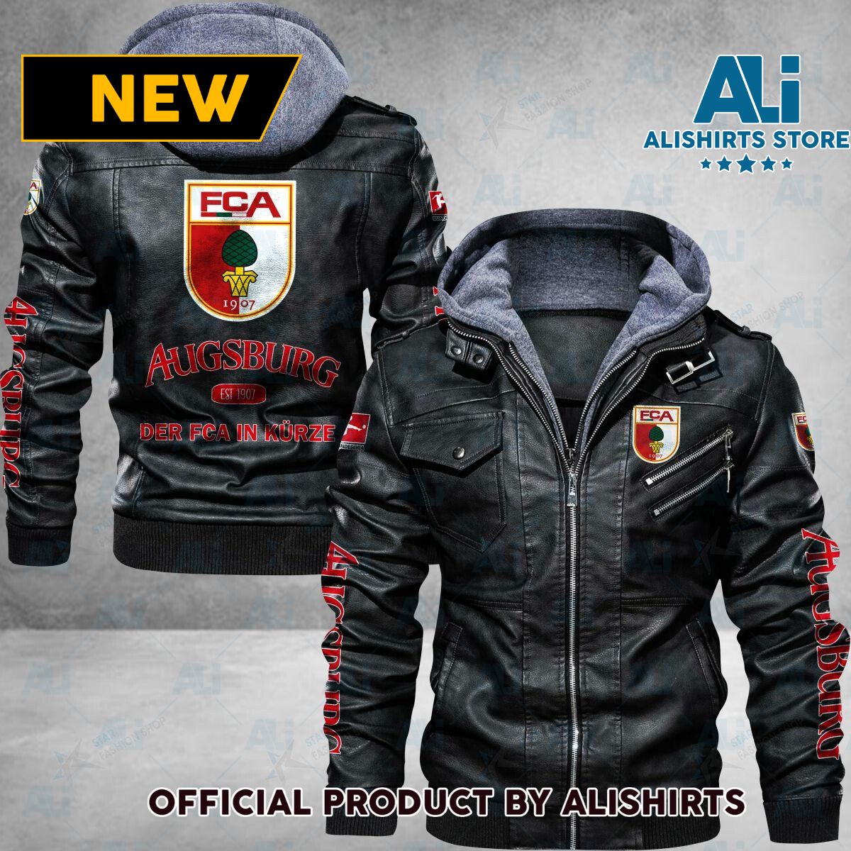 Bundesliga FC Augsburg Logo Leather Jacket