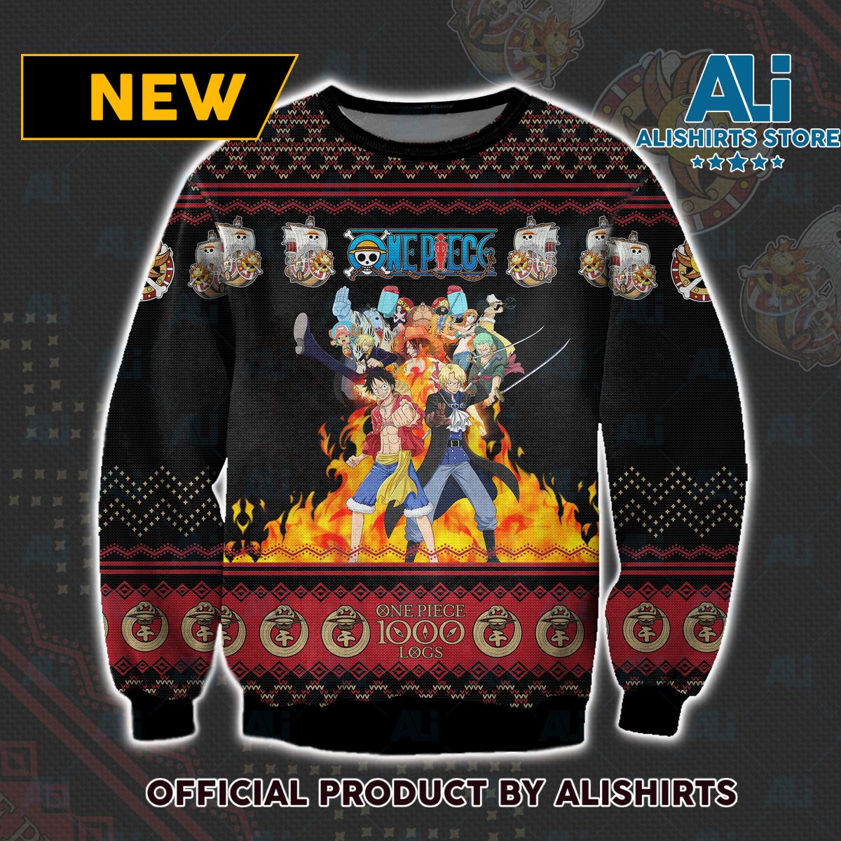 One Piece Episode 1000 Anniversary Ugly Christmas Sweater