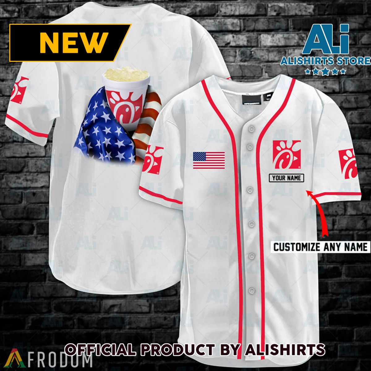 Personalized Vintage White USA Flag Chick-Fil-A Jersey Shirt