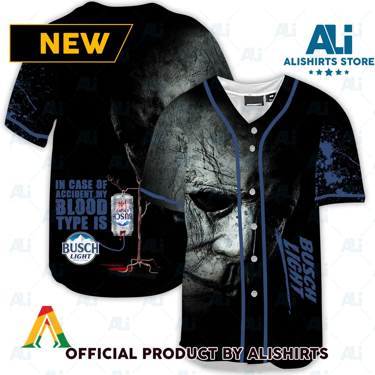 Halloween Horror Michael Myers Busch Light Baseball Jersey