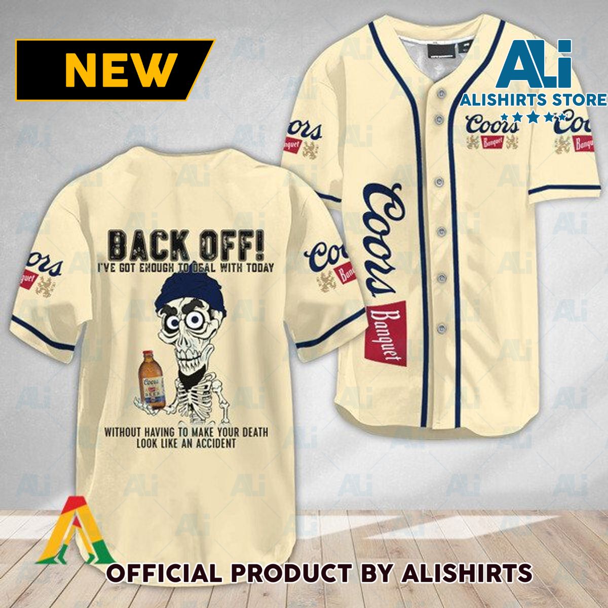 Achmed Back Off With Coors Banquet Beer Baseball Jersey