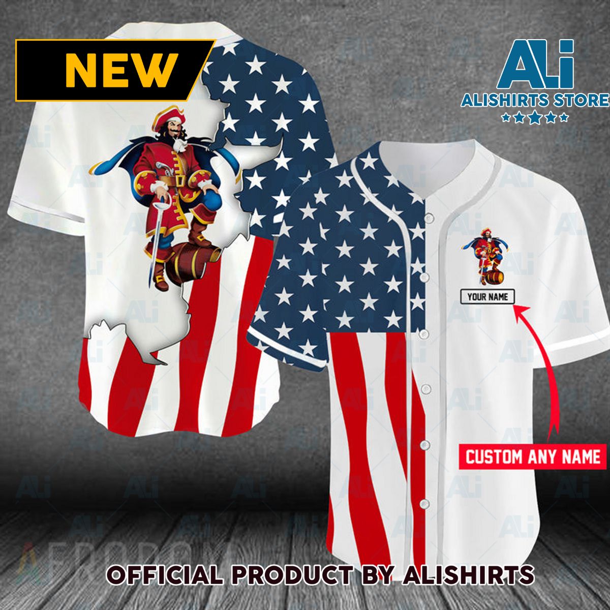 Personalized US Flag Captain Morgan Baseball Jersey