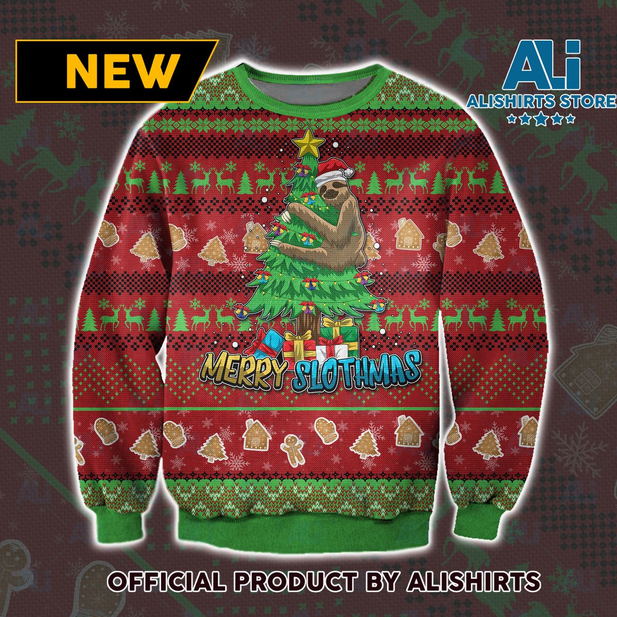 Merry Slothmas Ugly Christmas Sweater