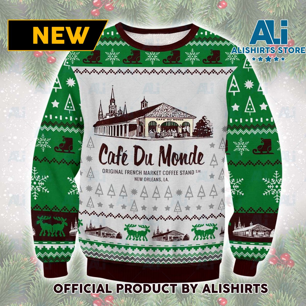 Cafe Du Monde Ugly Christmas Sweater