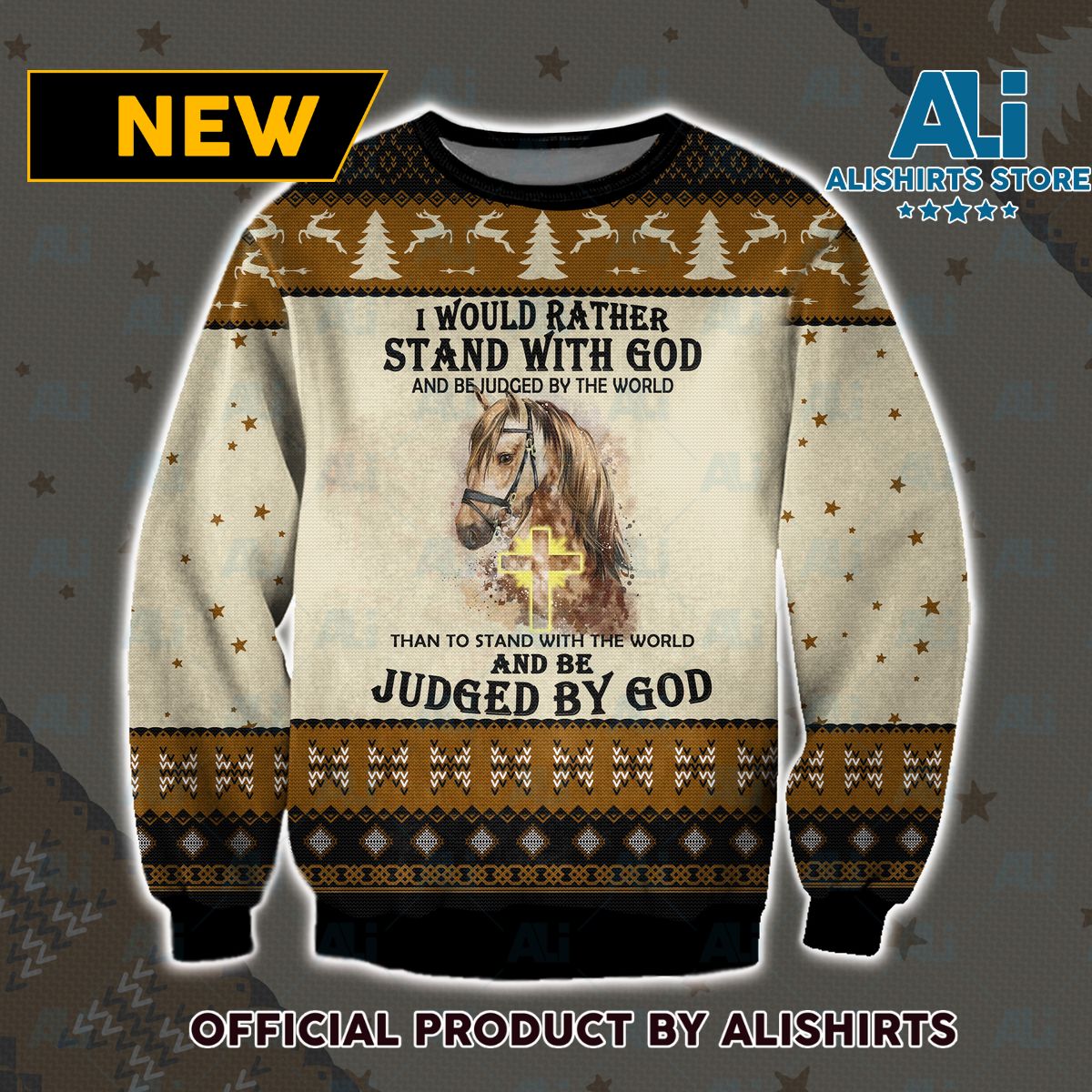 I Would Rather Stand With God Ugly Christmas Sweater