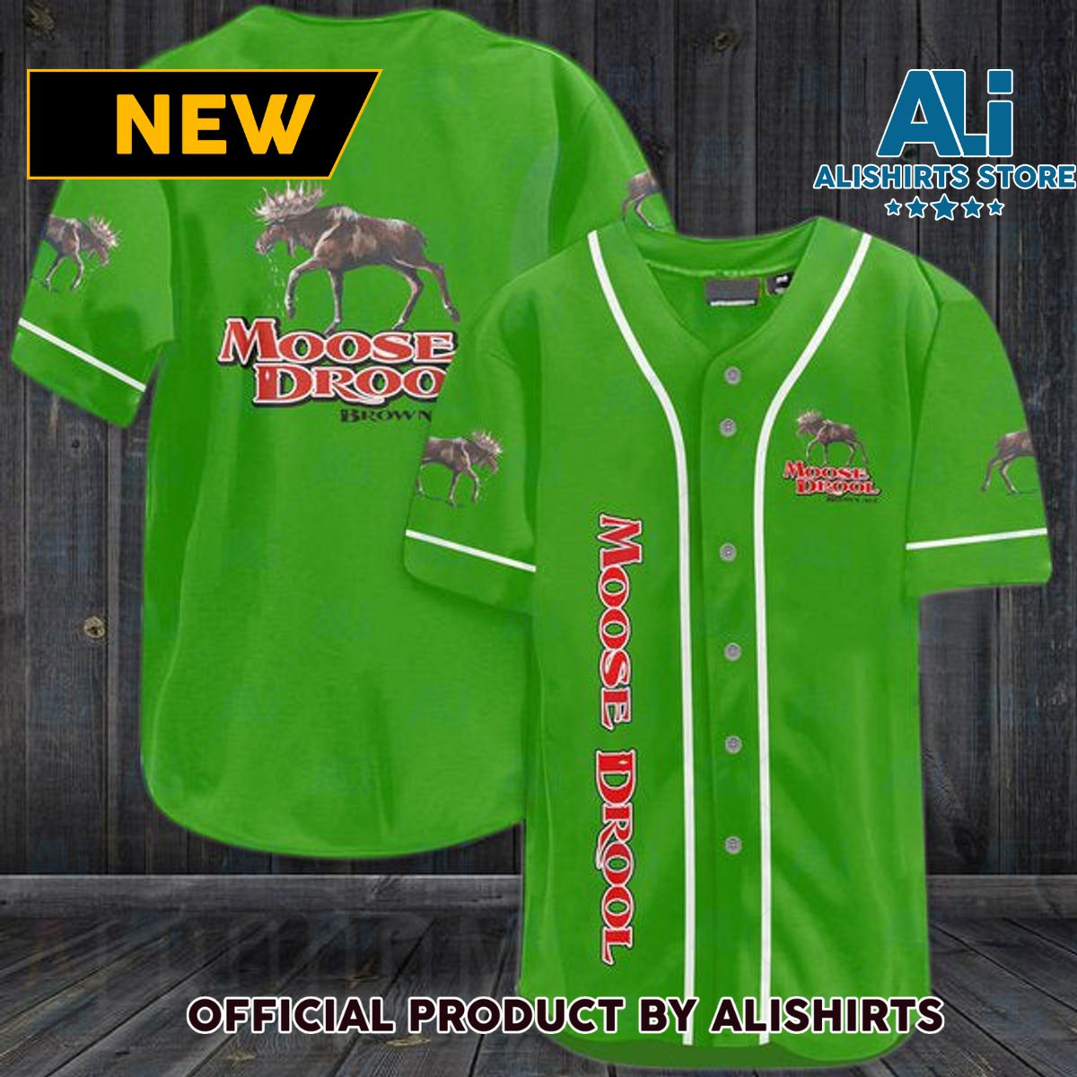 Light Green Moose Drool Beer Baseball Jersey