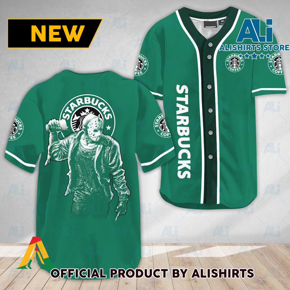 Horror Jason Voorhees Starbucks Baseball Jersey