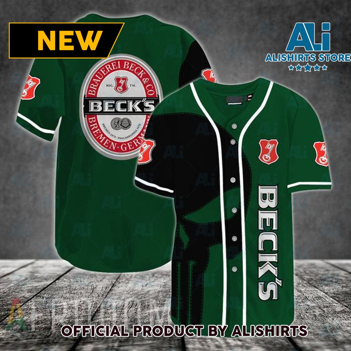 Black Skull Beck's Baseball Jersey