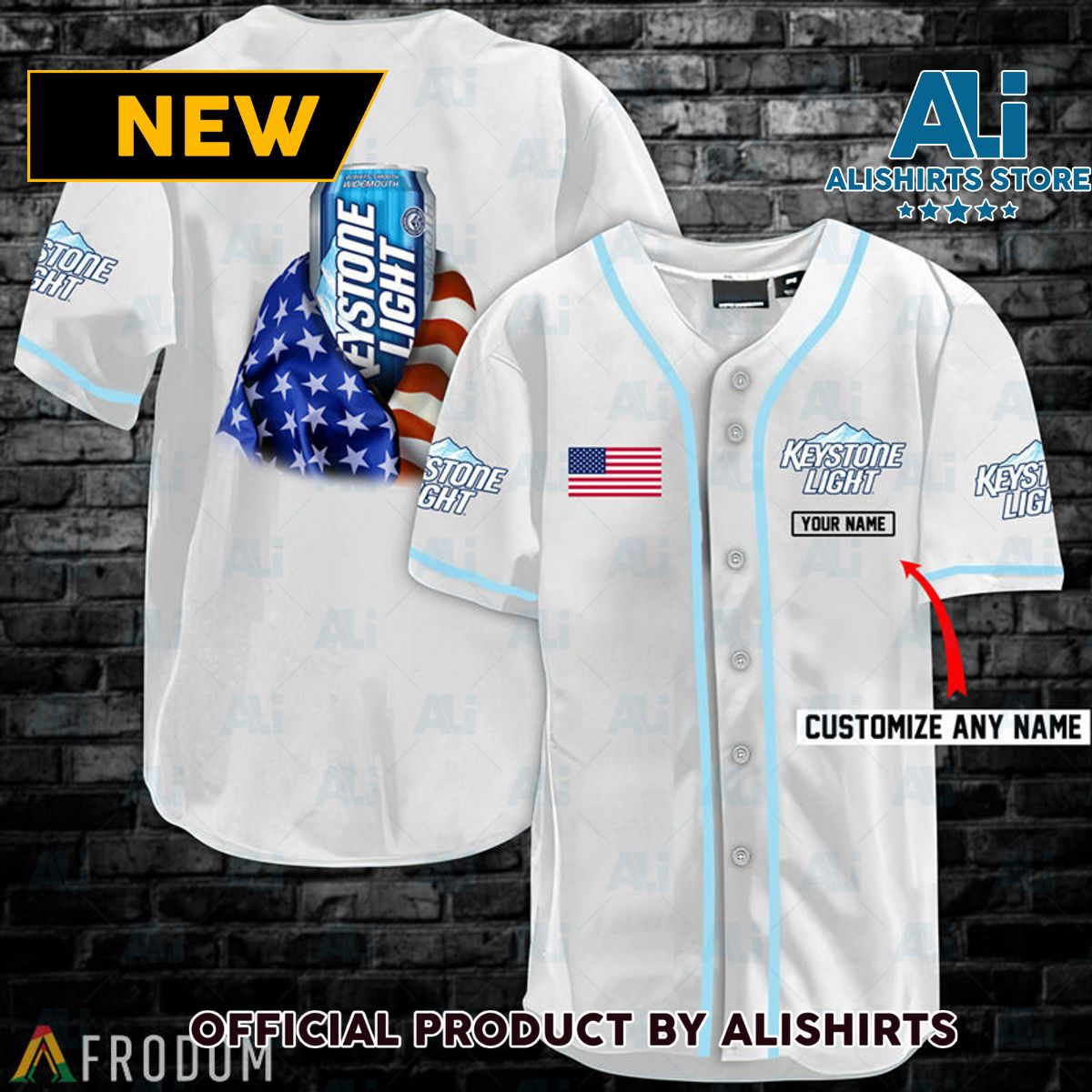 Personalized Vintage White USA Flag Keystone Light Jersey Shirt