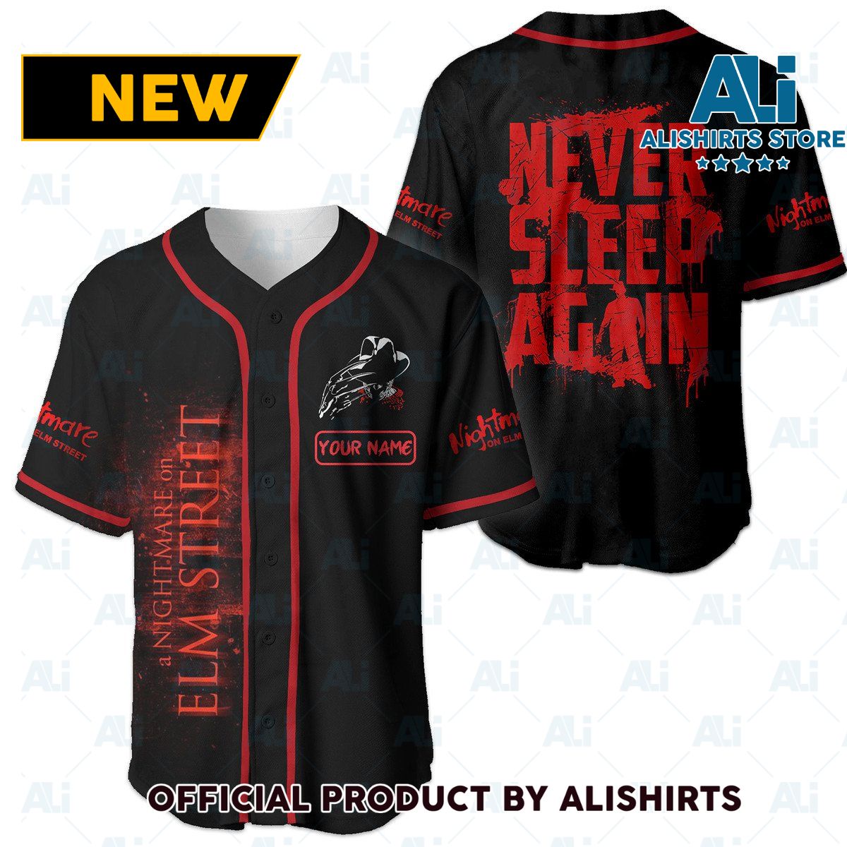 Peronalized Freddy Krueger Never Sleep Again Baseball Jersey