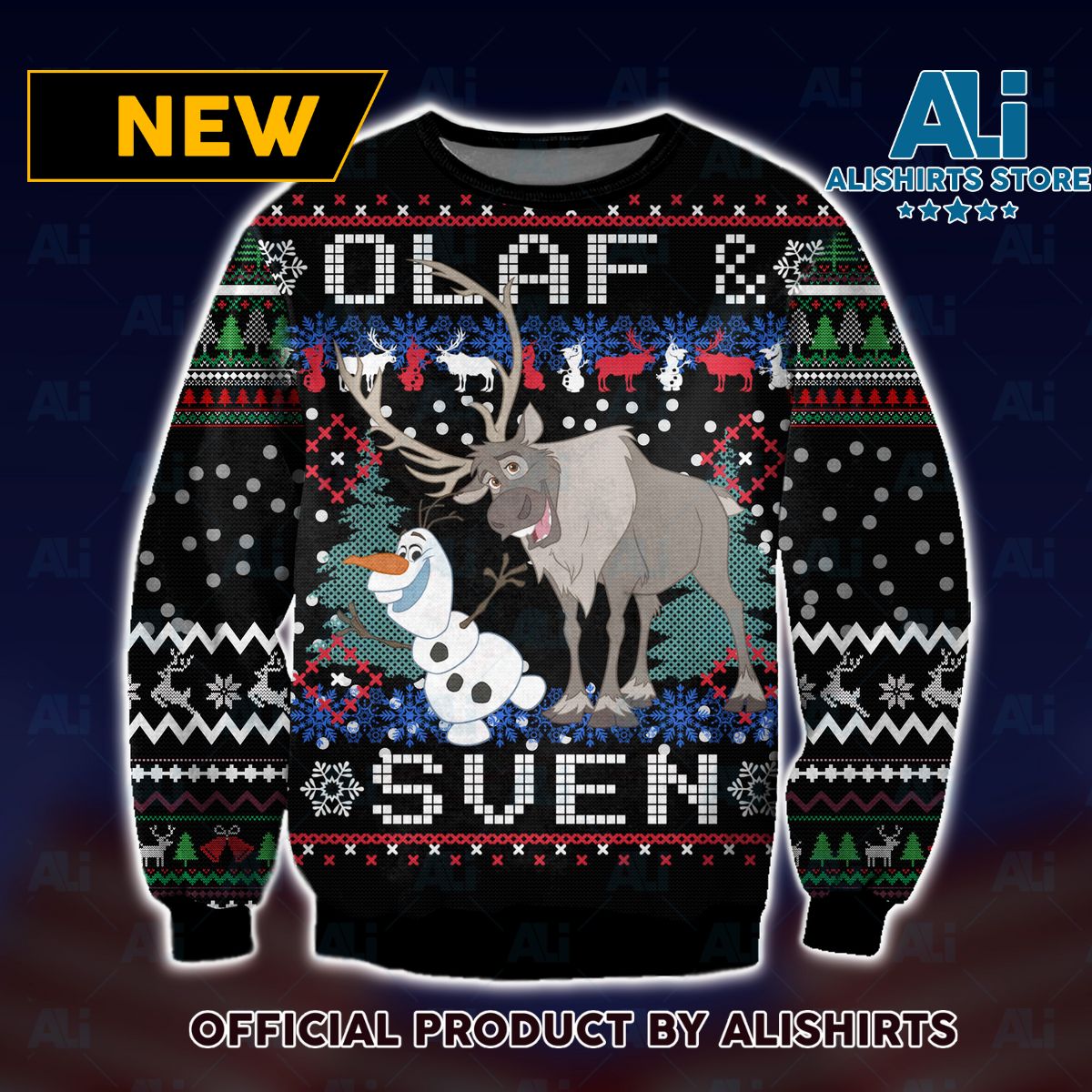 Olaf ad Sven Ugly Christmas Sweater