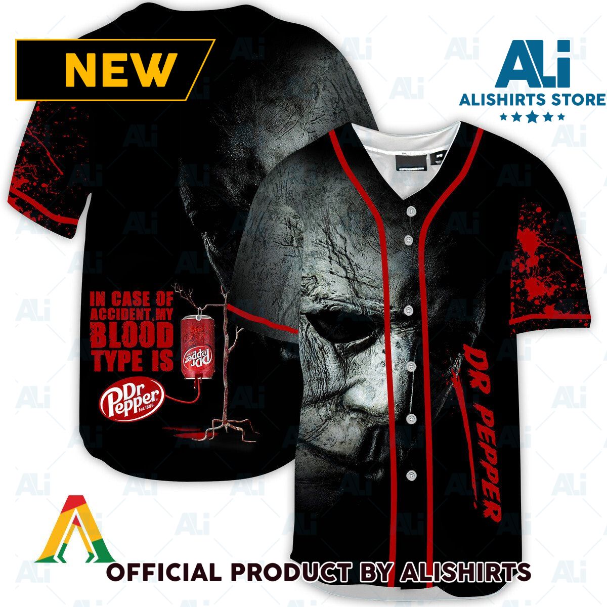 Halloween Horror Michael Myers Dr Pepper Baseball Jersey