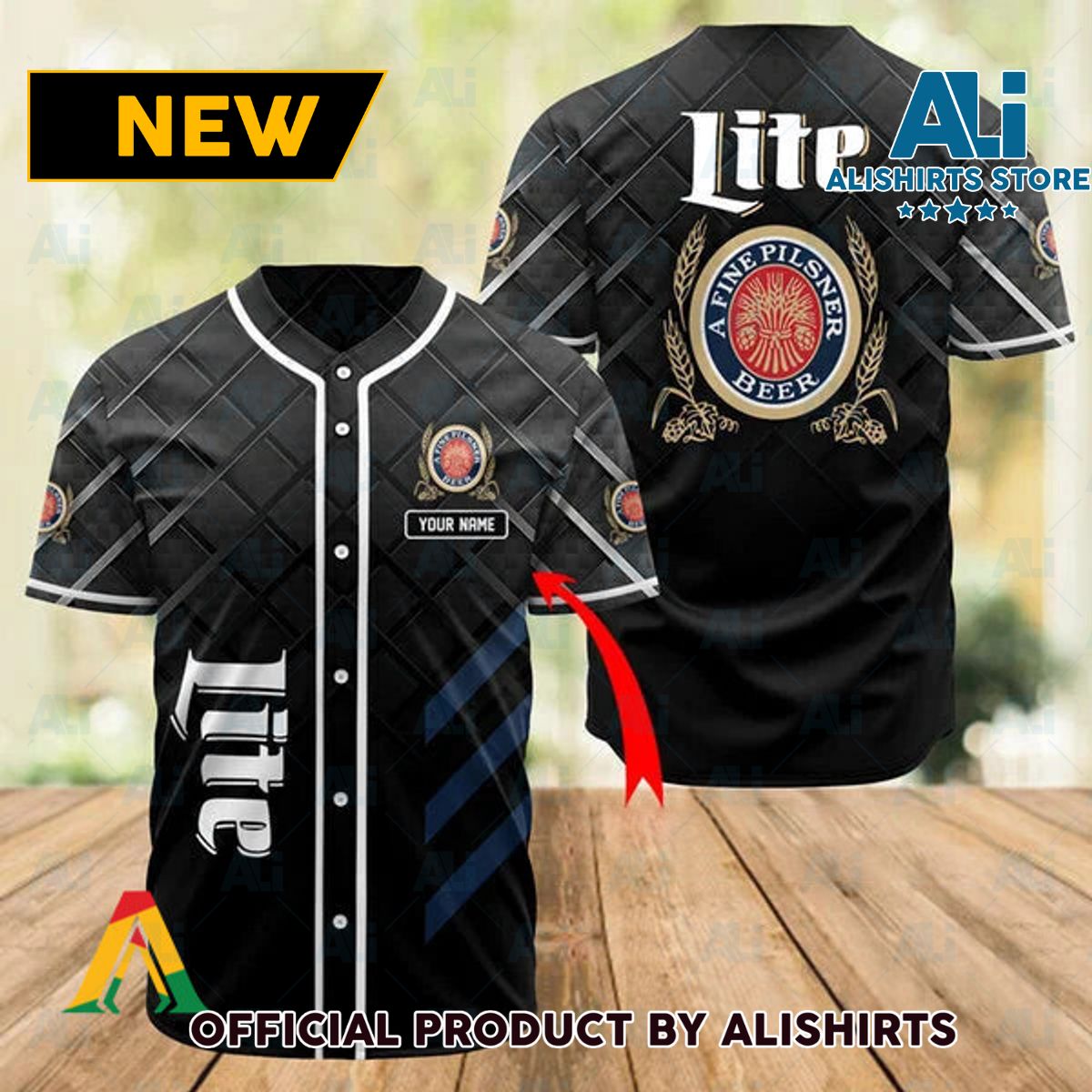 Personalized Black Miller Lite Baseball Jersey