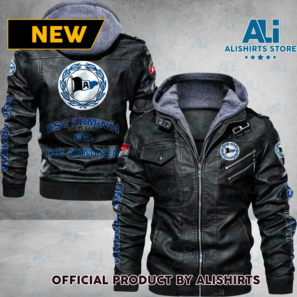 Bundesliga DSC Arminia Bielefeld Logo Leather Jacket