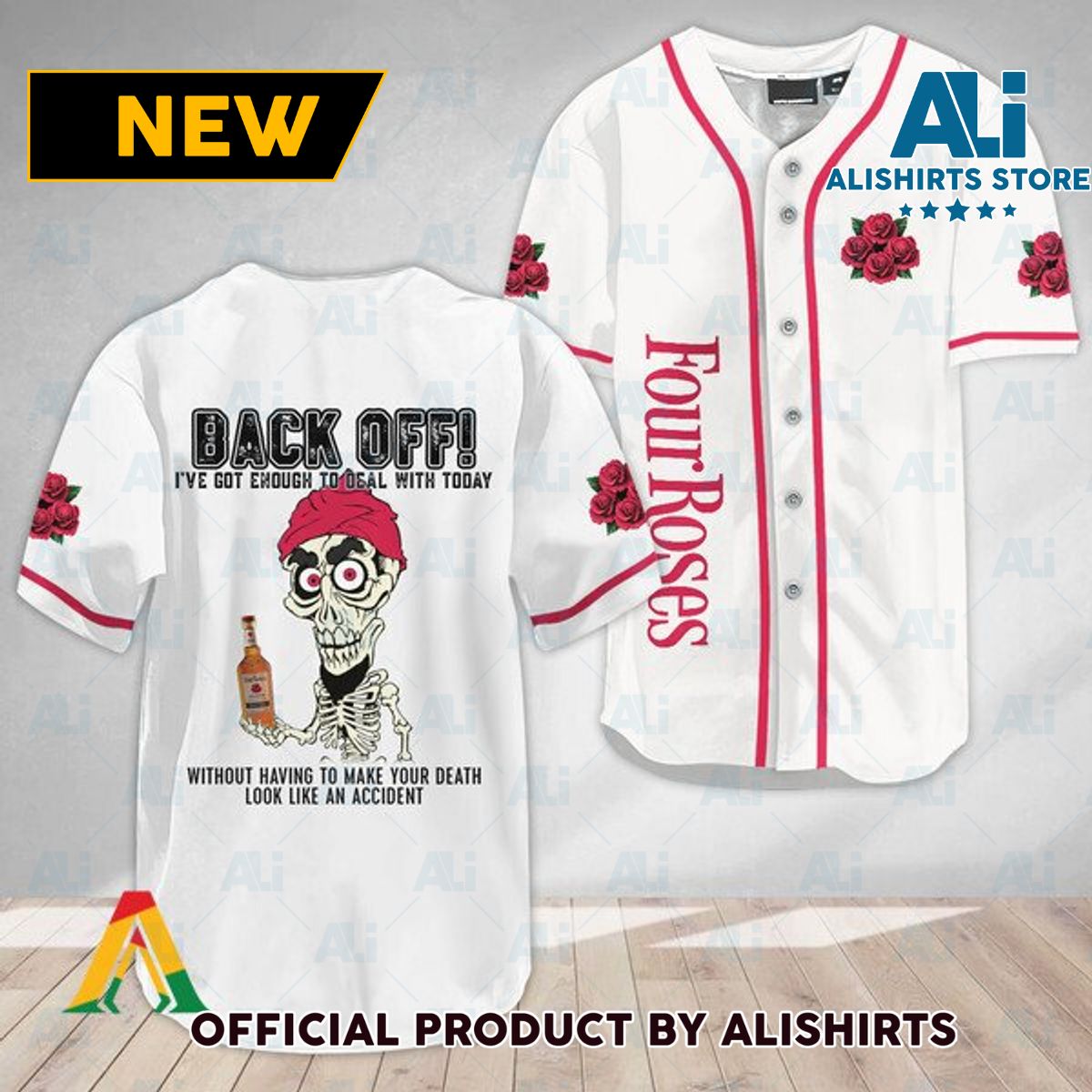Achmed Back Off With Four Roses Bourbon Baseball Jersey