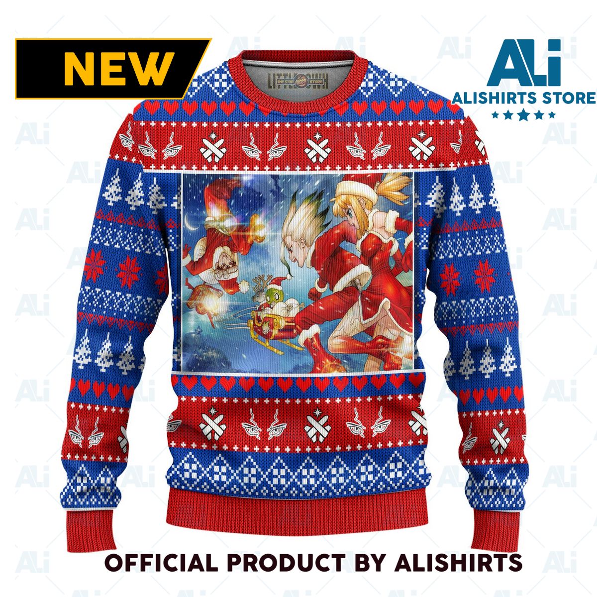 Dr Stone Anime Ugly Christmas Sweater Custom Characters