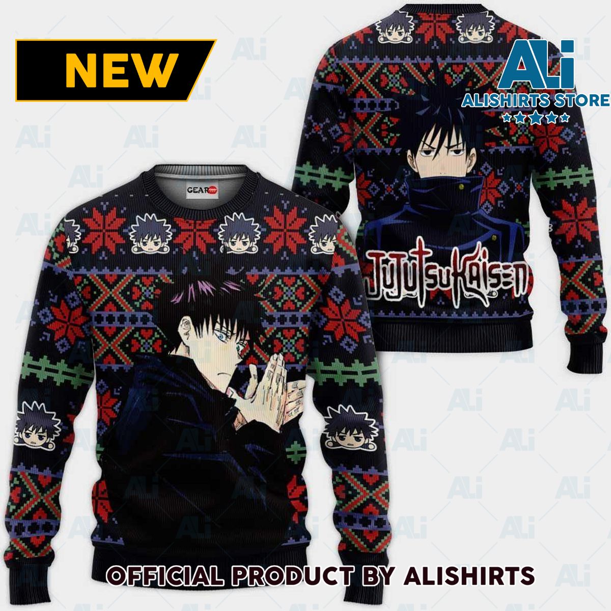 Megumi Fushiguro Ugly Christmas Sweater Custom Anime Jujutsu Kaisen