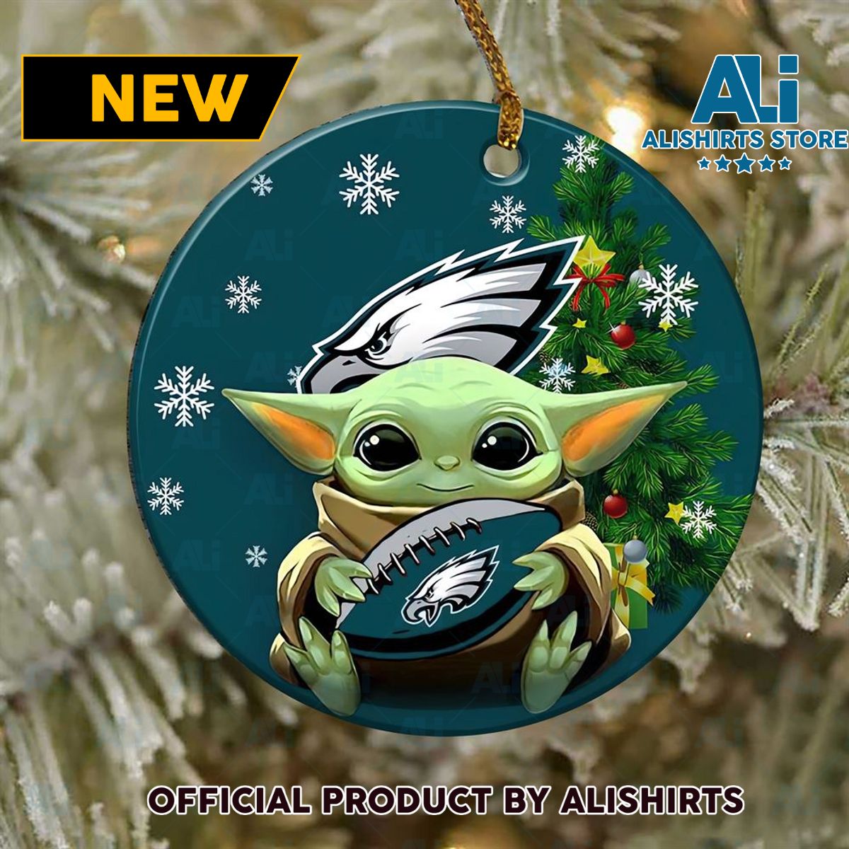 Philadelphia Eagles Baby Yoda NFL Football Ornaments 2022