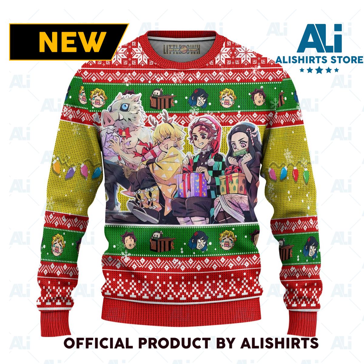 Demon Slayer Anime Ugly Christmas Sweater Characters