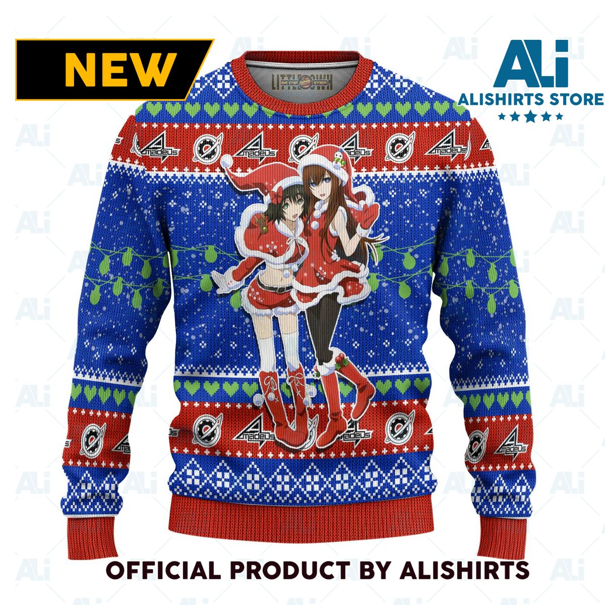 Steins Gate Anime Ugly Christmas Sweater Custom