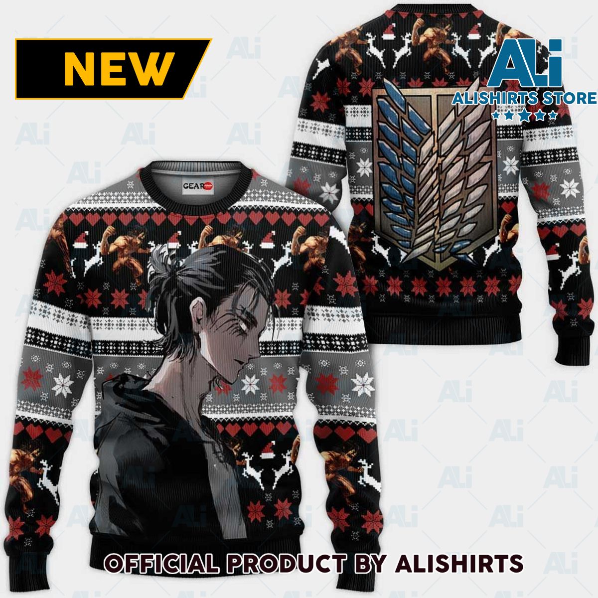 Aot Eren Ugly Christmas Sweater Custom Anime Attack On Titan