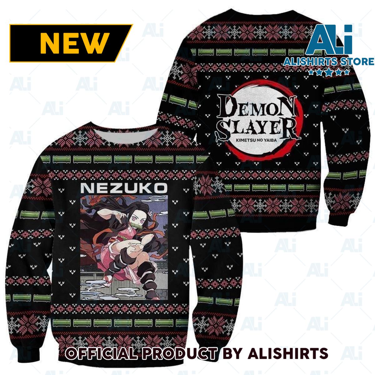 Nezuko Kamado Ugly Christmas Sweater Demon Slayer Anime Custom Clothes