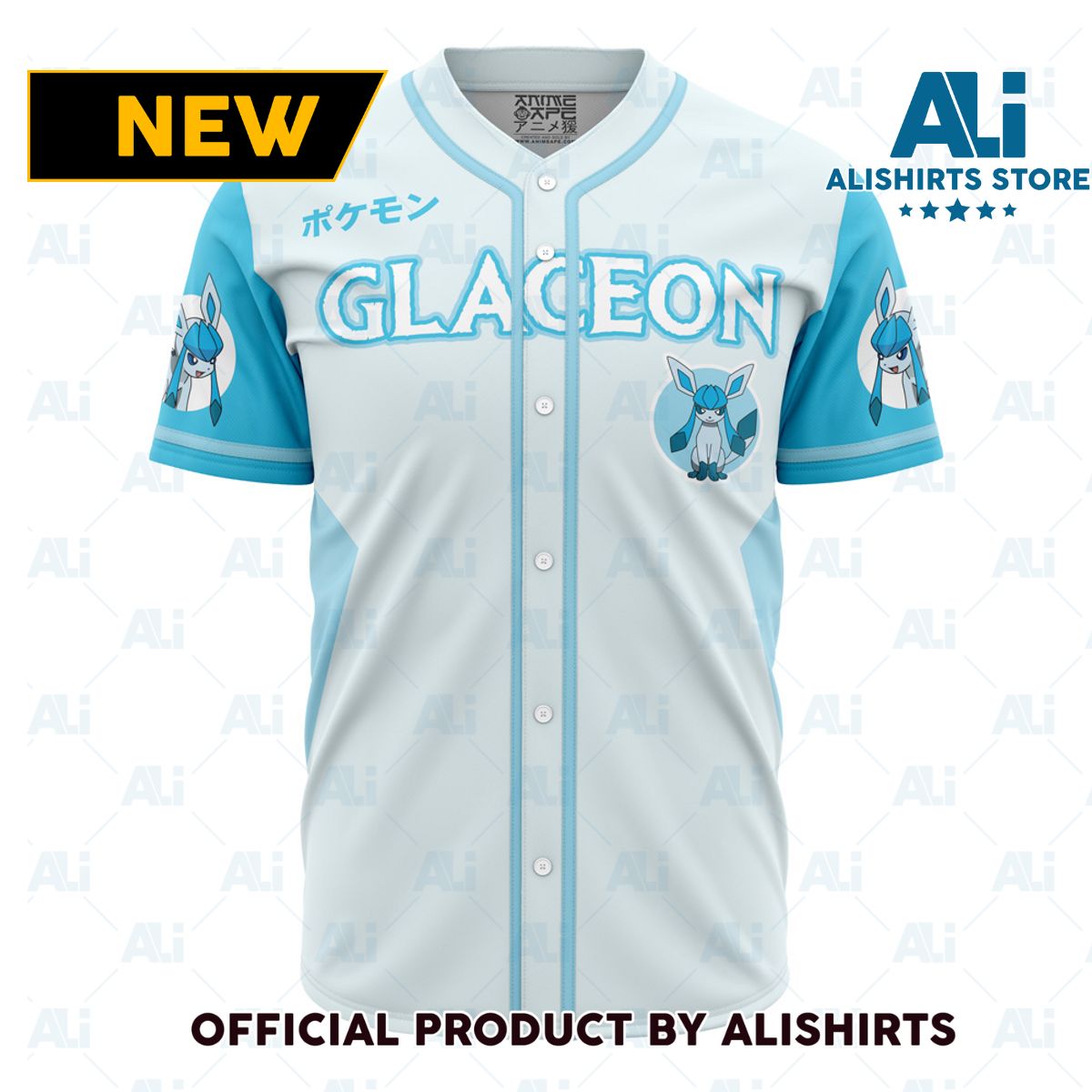 Glaceon Eeveelution Pokemon Baseball Jersey