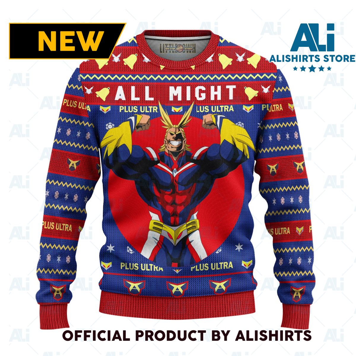 My Hero Academia Anime Ugly Christmas Sweater Custom All Might