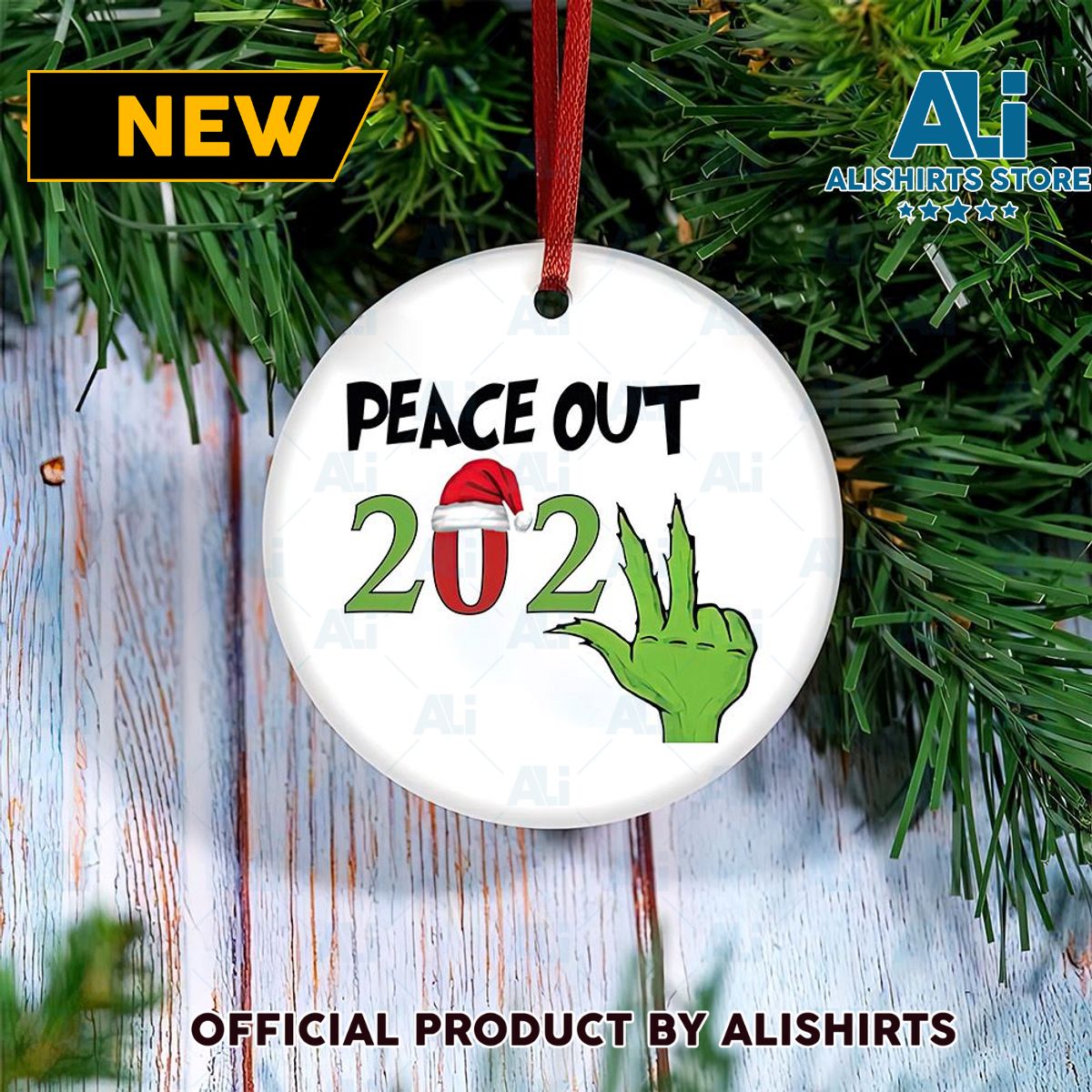 Christmas Peace Out 2022 Gas Price Inflation A Year In Review Xmas Grinch Arm Holding Ornament