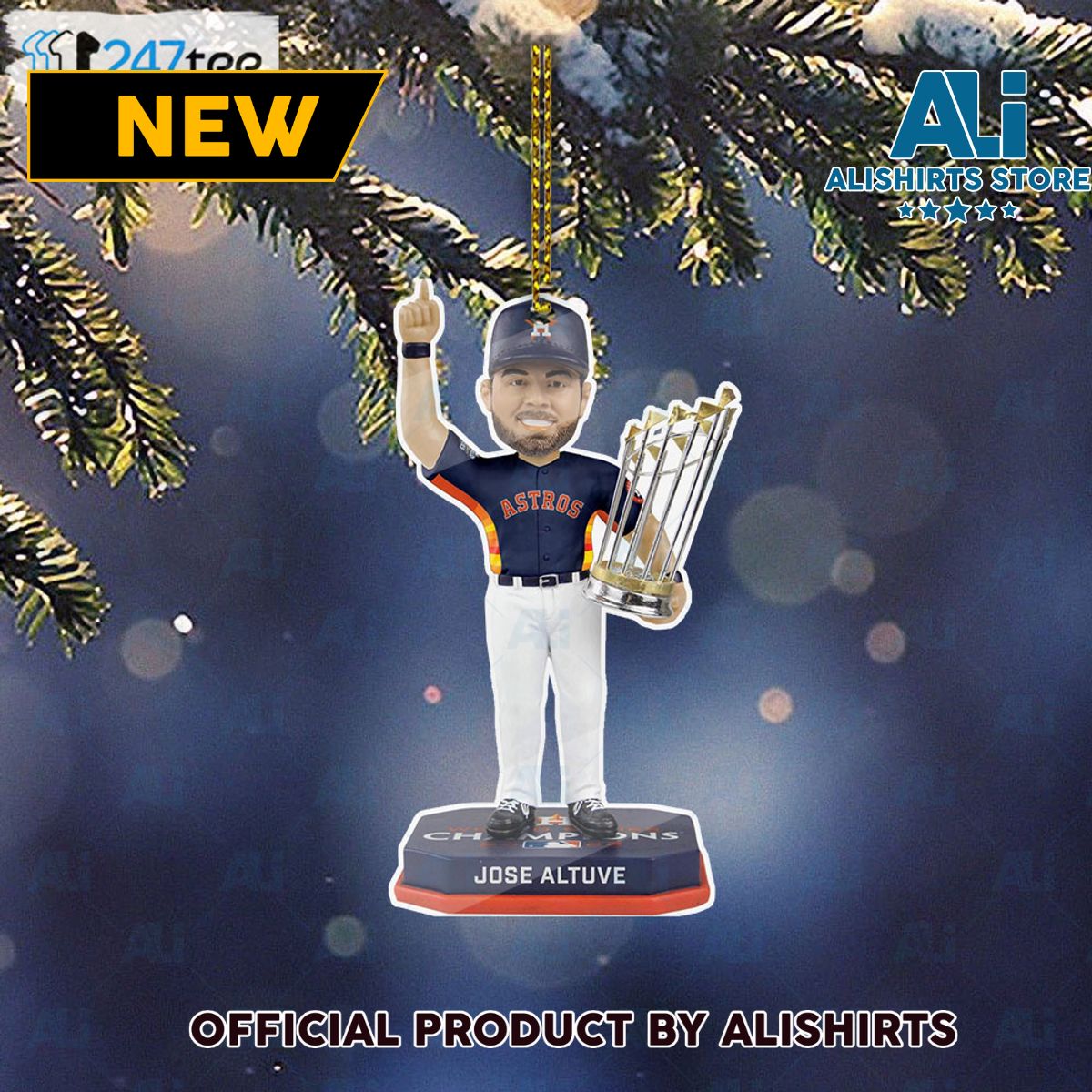 Jose Altuve Houston Astros Navy Blue Uniform 2022 World Series Champions Ornament