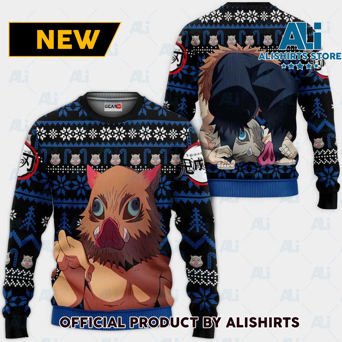 Inosuke Ugly Christmas Sweater Custom Anime Kimetsu