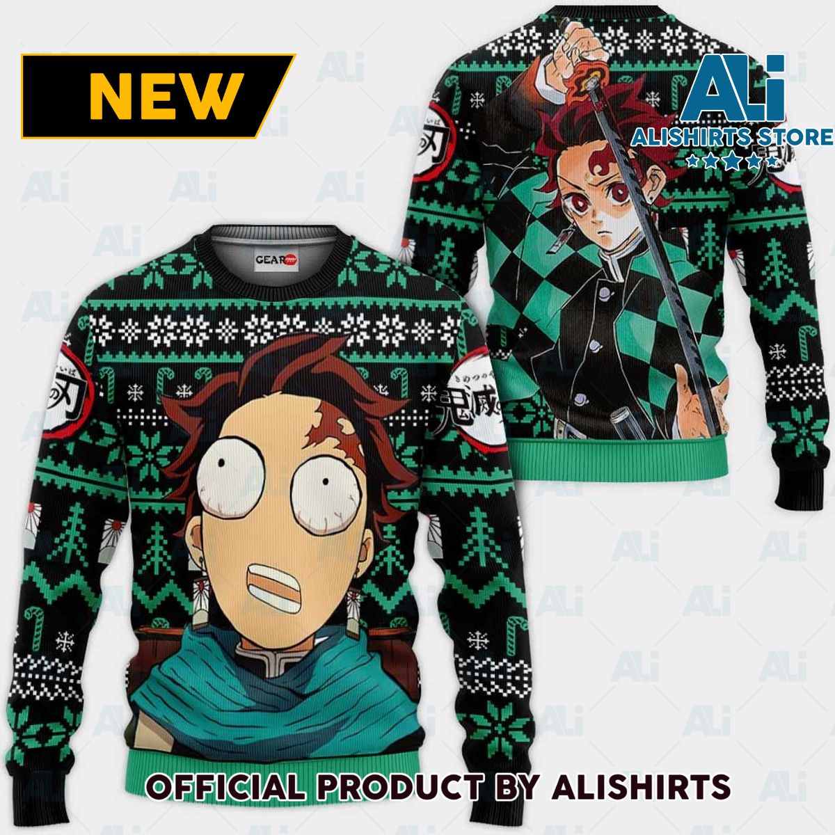 Funny Tanjiro Ugly Christmas Sweater Custom Anime Kimetsu