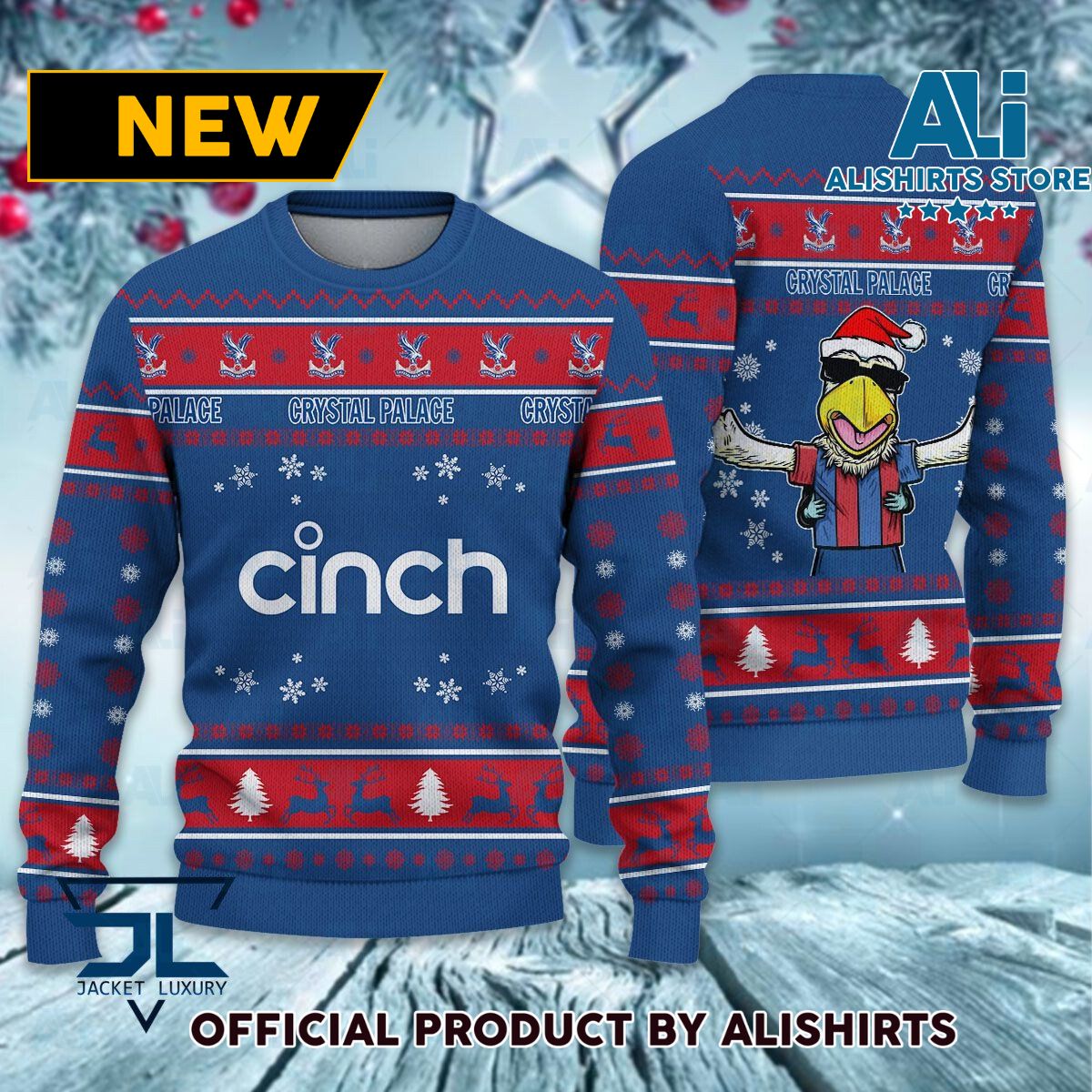 Crystal Palace FC Mascot premier league Ugly Christmas Sweater