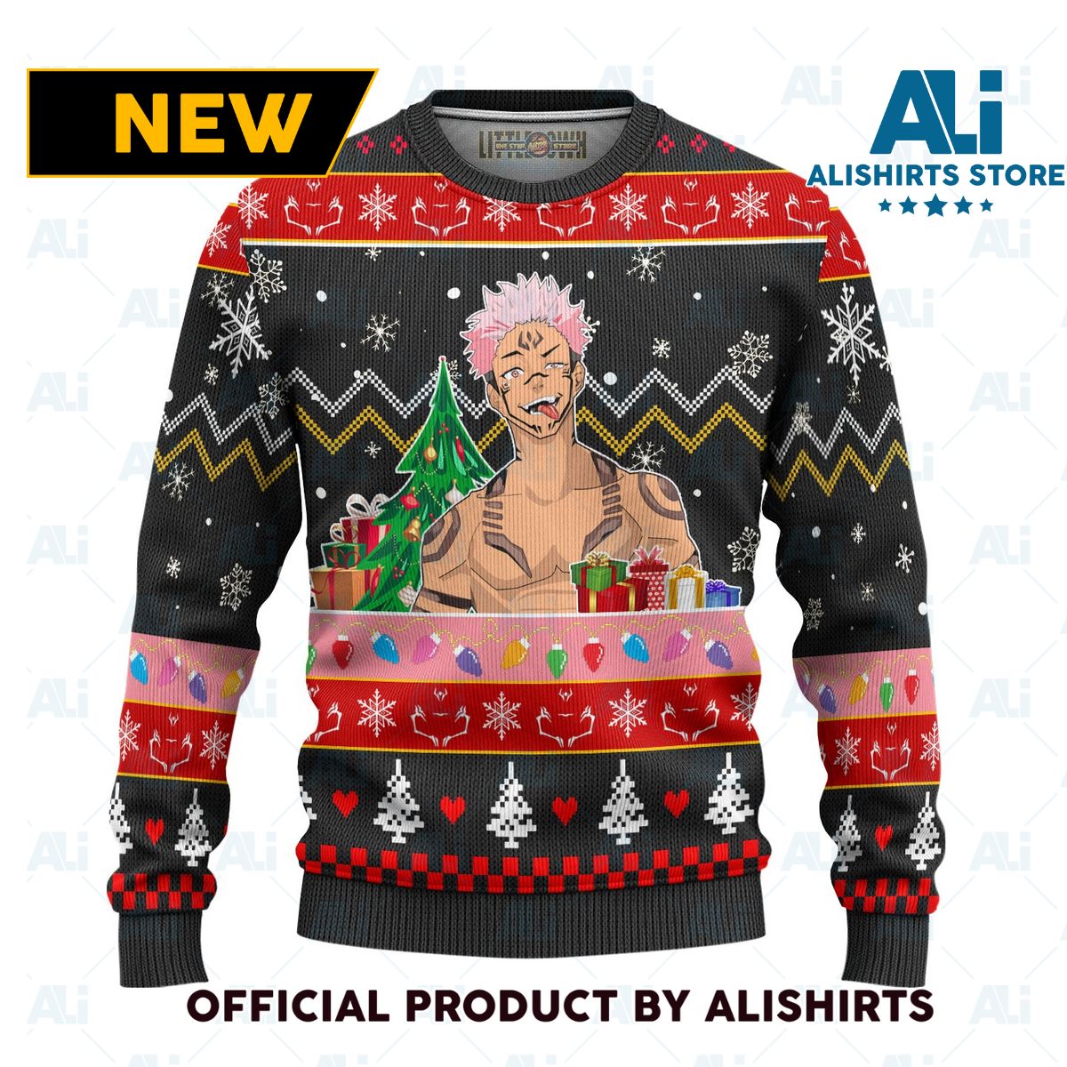 Ryomen Sukuna Ugly Christmas Sweater Custom Jujutsu Kaisen Anime