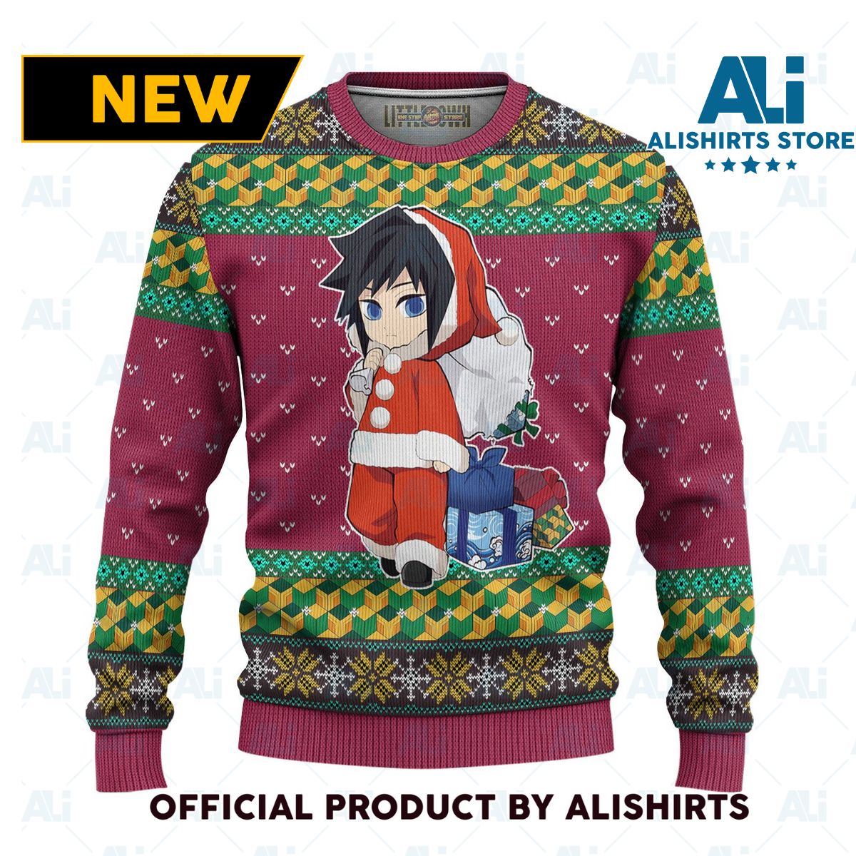 Giyuu Tomioka Demon Slayer Anime Ugly Christmas Sweater