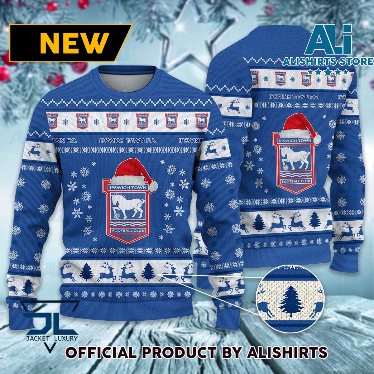 Ipswich Town FC logo EFL Championship Christmas Sweater