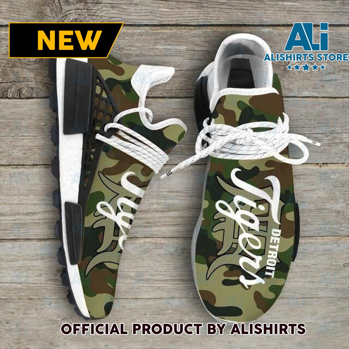 Camo Camouflage Detroit Tigers MLB NMD Human Race shoes Customized Adidas NMD Sneakers