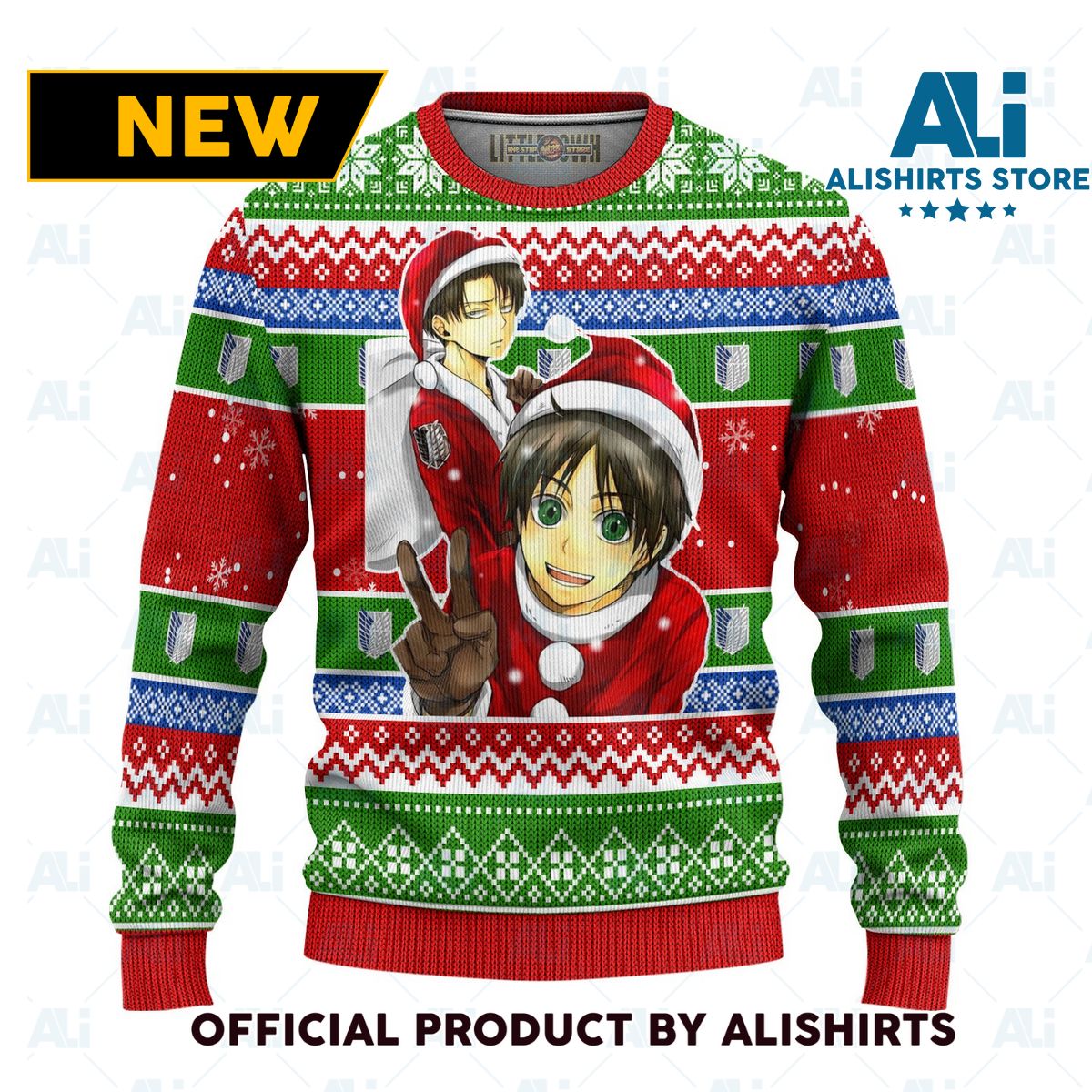 Levi X Eren Attack On Titan Anime Ugly Christmas Sweater