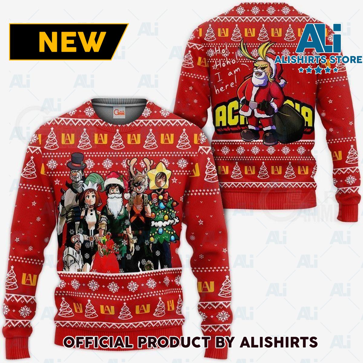 My Hero Academia Ugly Christmas Sweater Santa Anime