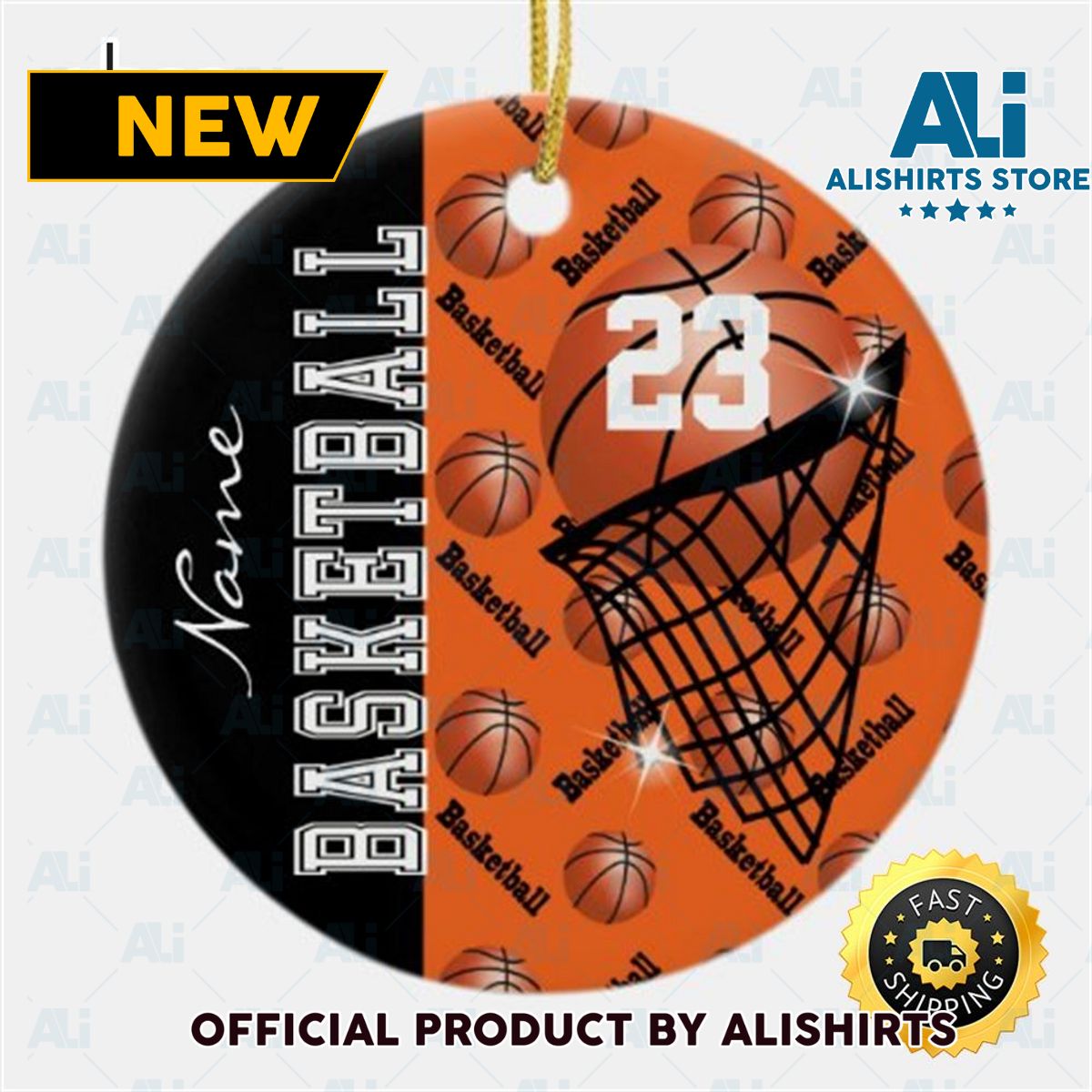 Personalize Orange Basketball Ceramic Ornament NBA Christmas Ornaments