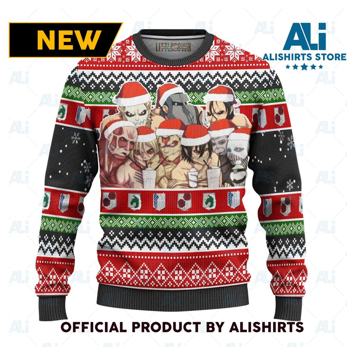 Nine Titans Attack On Titan Anime Ugly Christmas Sweater