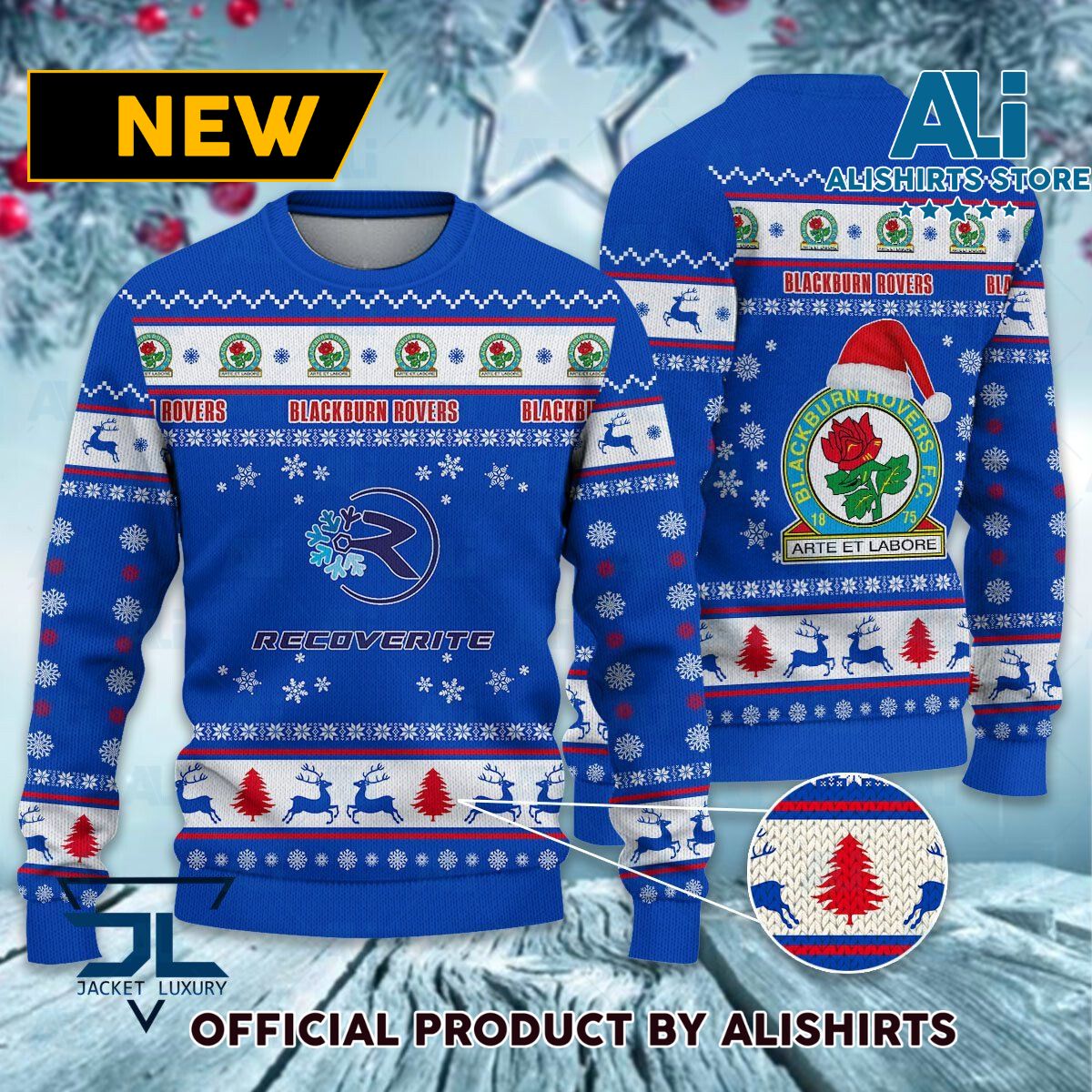 Blackburn Rovers FC logo EFL Championship Christmas Sweater