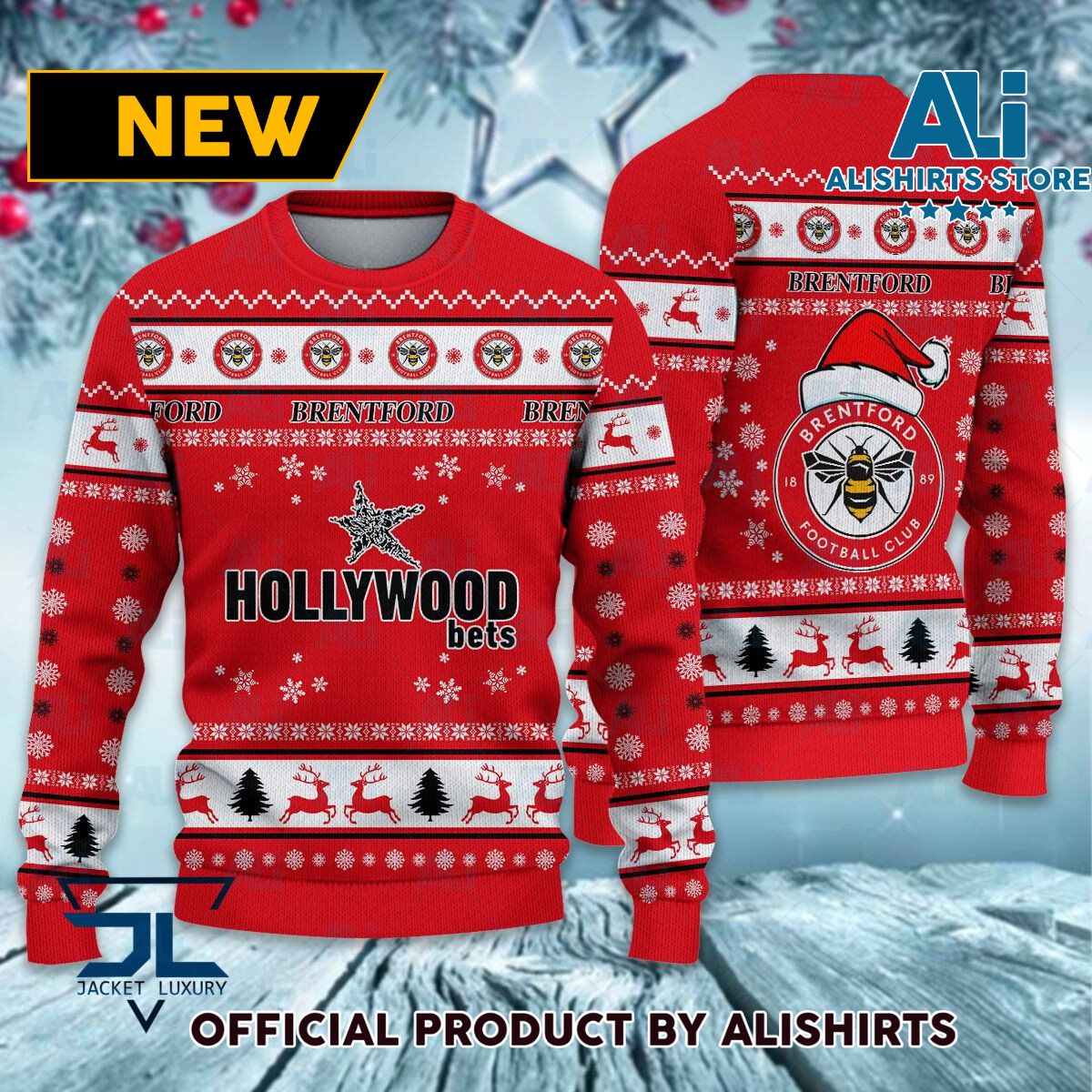 Brentford FC Mascot premier league Ugly Christmas Sweater