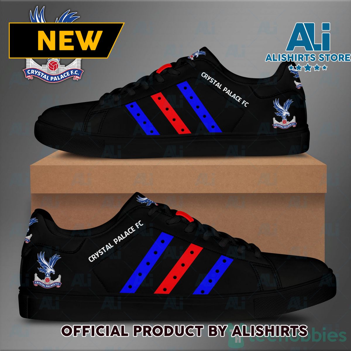 Crystal Palace Fc Black Adidas Stan Smith Low Top Skate Shoes