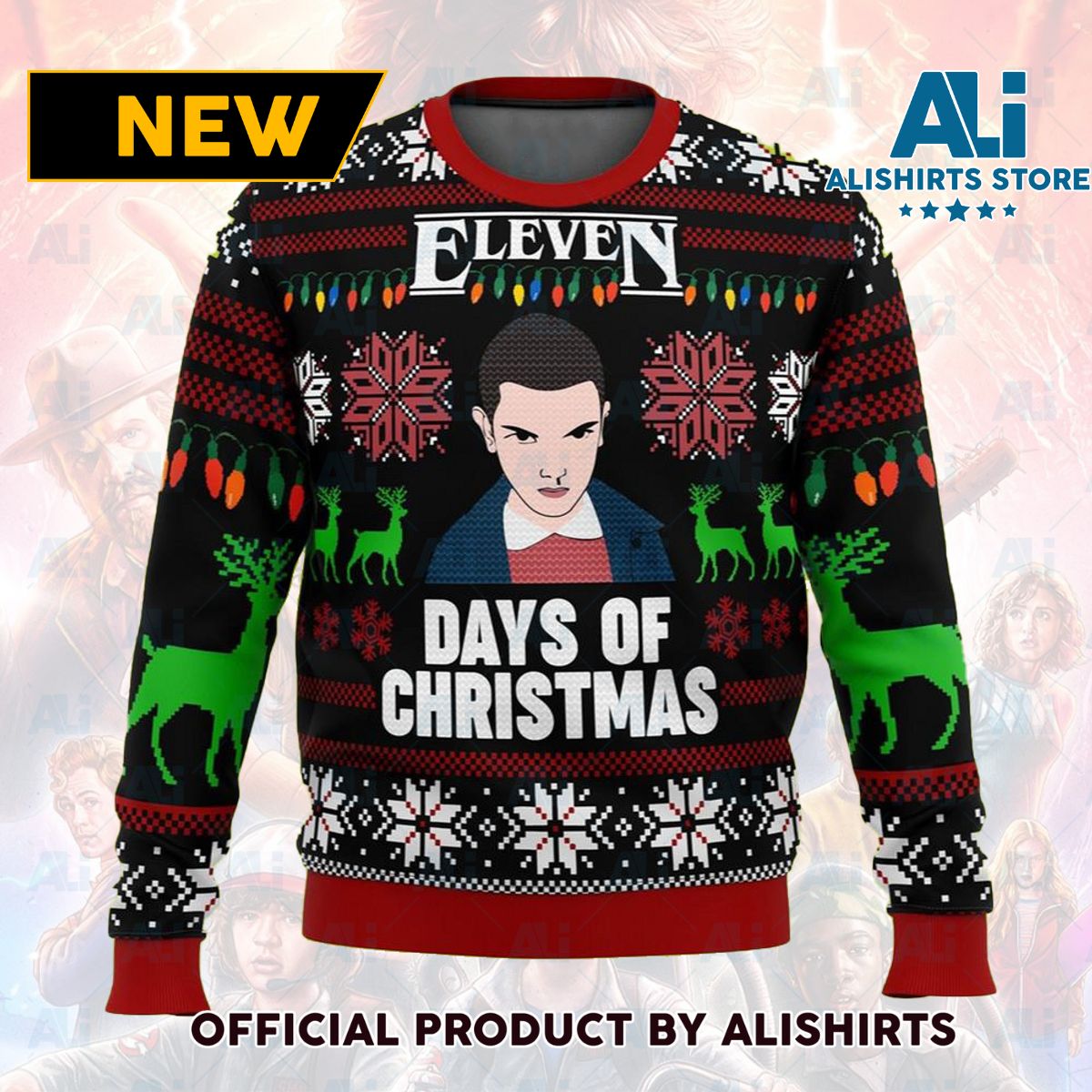 Stranger Things Eleven Days Of Christmas Ugly Sweater