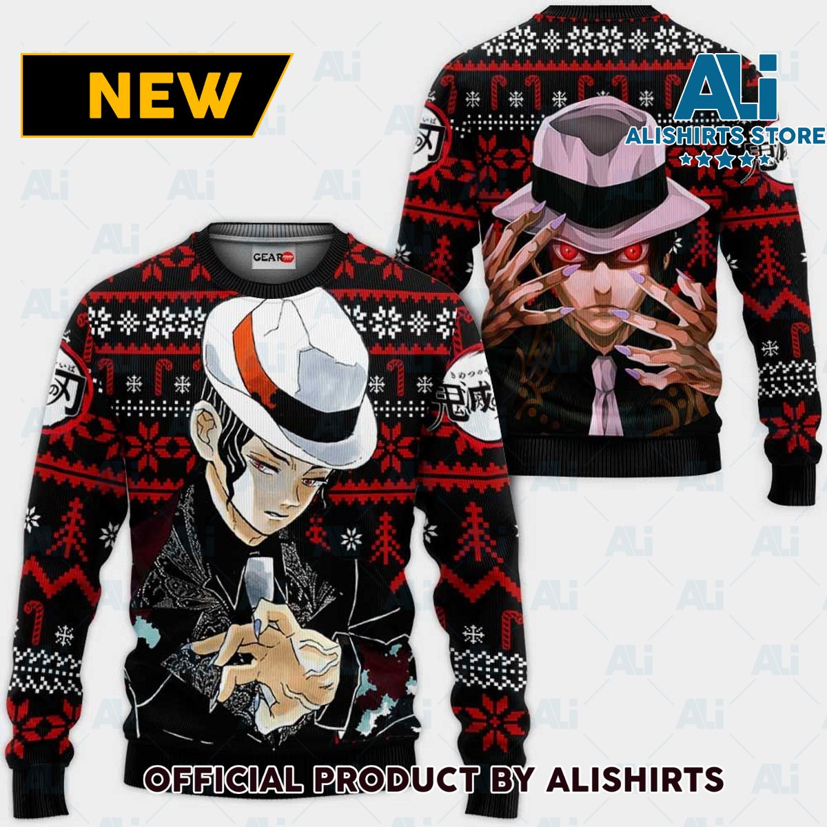 Muzan Kibutsuji Ugly Christmas Sweater Custom Anime Kimetsu