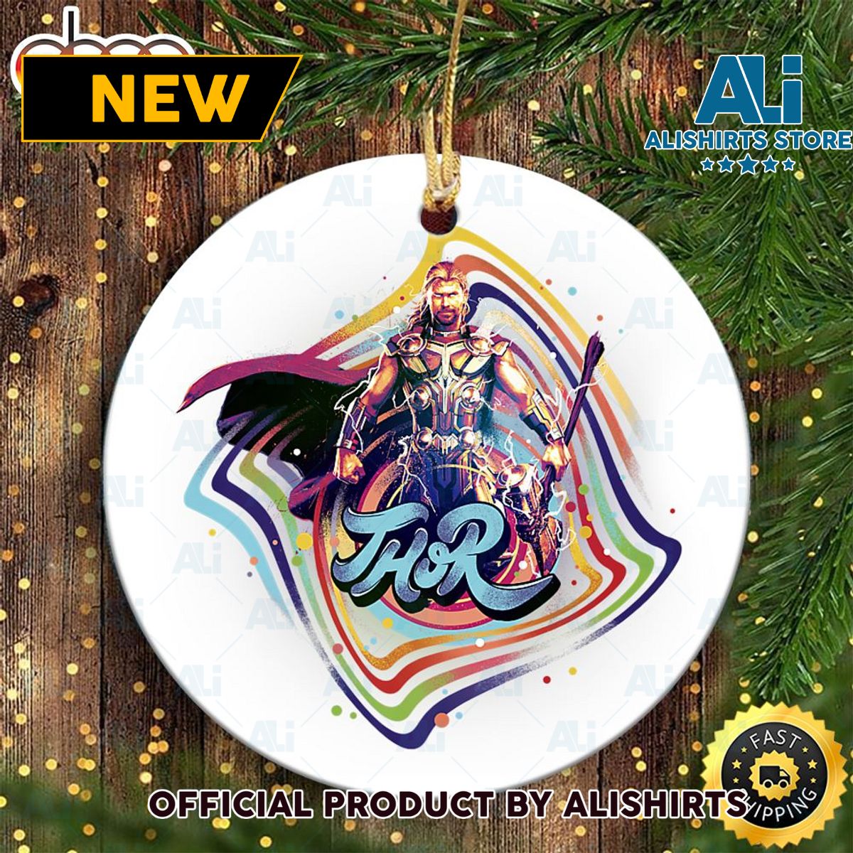 Marvel Thor Love And Thunder Thor Groovy Retro Marvel Christmas Ornaments