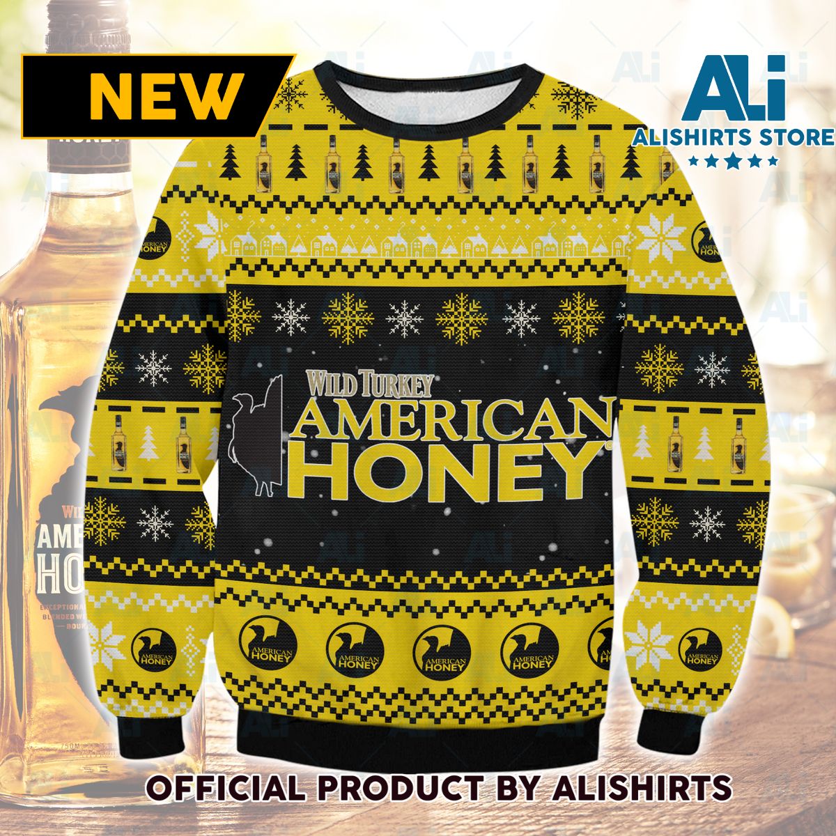 Wild Turkey American Honey Ugly Christmas Sweater