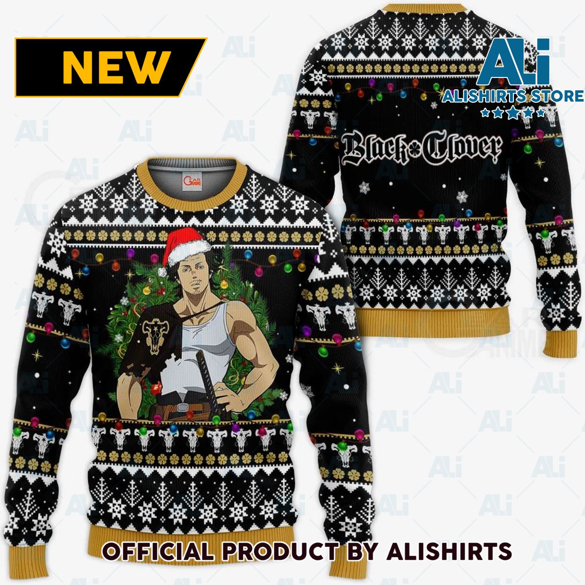 Yami Sukehiro Ugly Christmas Sweater Black Clover Anime